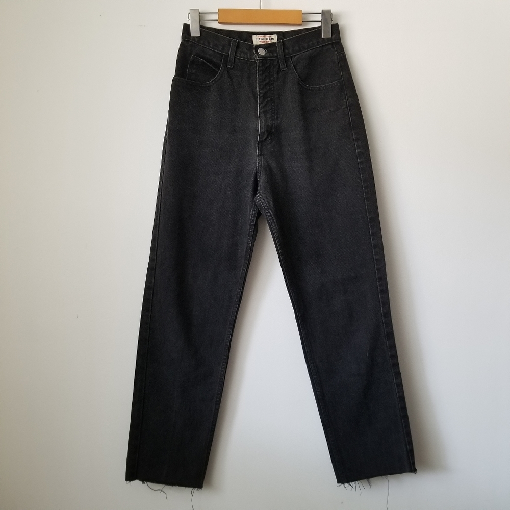 Vintage 90s GUESS High Waisted Straigt Leg Raw Hem Jean Size 25